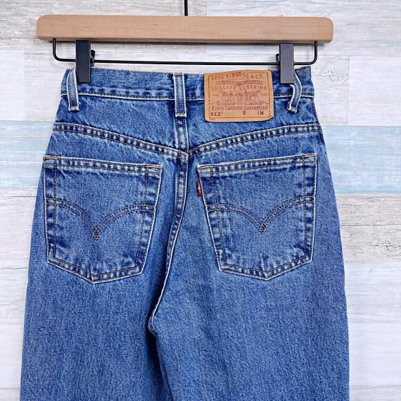 Levis Vintage 512 Slim Straight Jeans Blue Medium Wash Womens Juniors 1 24x30.5 - Picture 5 of 7